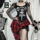 Women Gothic Mesh Long Sleeve Stitching Top Women Gothic Mesh Long Sleeve Stitching Top