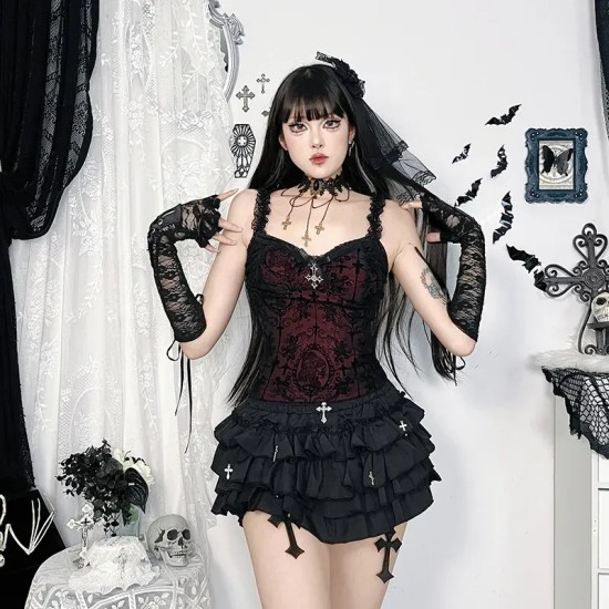 Women Dark Gothic Sexy Lace Sling Top Women Dark Gothic Sexy Lace Sling Top