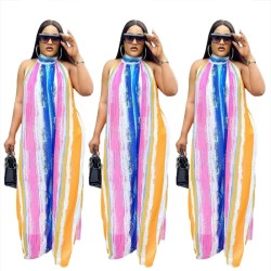 Women Plus Size Summer Vacation Bohemia Sleeveless Color Blocking Loose Wide Leg Jumpsuits Women Plus Size Summer Vacation Bohemia Sleeveless Color Blocking Loose Wide Leg Jumpsuits