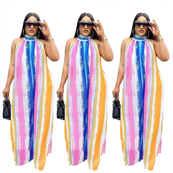 Women Plus Size Summer Vacation Bohemia Sleeveless Color Blocking Loose Wide Leg Jumpsuits Women Plus Size Summer Vacation Bohemia Sleeveless Color Blocking Loose Wide Leg Jumpsuits