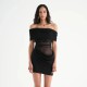 Women Fashion Elegant Mesh Hollow-Out Pleated One-Shoulder Slim Fit Dress Women Fashion Elegant Mesh Hollow-Out Pleated One-Shoulder Slim Fit Dress