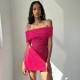 Women Fashion Elegant Mesh Hollow-Out Pleated One-Shoulder Slim Fit Dress Women Fashion Elegant Mesh Hollow-Out Pleated One-Shoulder Slim Fit Dress