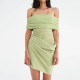Women Fashion Elegant Mesh Hollow-Out Pleated One-Shoulder Slim Fit Dress Women Fashion Elegant Mesh Hollow-Out Pleated One-Shoulder Slim Fit Dress