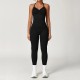 Women Fashion Solid Color Seamless Halter-Neck Camisole Tight Pants Yoga Sports Two-Piece Set Women Fashion Solid Color Seamless Halter-Neck Camisole Tight Pants Yoga Sports Two-Piece Set