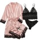 Sexy Women Lace Splicing Straps Long Sleeves Home Pajamas Four-Piece Set Sexy Women Lace Splicing Straps Long Sleeves Home Pajamas Four-Piece Set