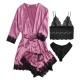 Sexy Women Lace Splicing Straps Long Sleeves Home Pajamas Four-Piece Set Sexy Women Lace Splicing Straps Long Sleeves Home Pajamas Four-Piece Set