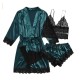 Sexy Women Lace Splicing Straps Long Sleeves Home Pajamas Four-Piece Set Sexy Women Lace Splicing Straps Long Sleeves Home Pajamas Four-Piece Set