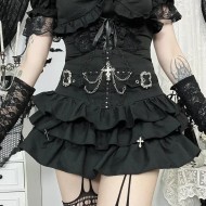 Women Diablo Punk Gothic Multi-Layer Black Skirt Women Diablo Punk Gothic Multi-Layer Black Skirt