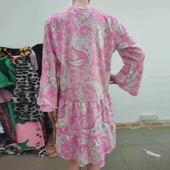 S-2xl Women Bohemia Paisley Printing Single-Breasted Swing Dress S-2xl Women Bohemia Paisley Printing Single-Breasted Swing Dress
