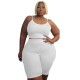 Plus Size Women Athleisure Casual Sports Two-Piece High Elastic U-Shaped Sleeveless Camis Shorts Set Plus Size Women Athleisure Casual Sports Two-Piece High Elastic U-Shaped Sleeveless Camis Shorts Set