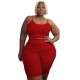 Plus Size Women Athleisure Casual Sports Two-Piece High Elastic U-Shaped Sleeveless Camis Shorts Set Plus Size Women Athleisure Casual Sports Two-Piece High Elastic U-Shaped Sleeveless Camis Shorts Set