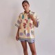 Women Fashion Casual Printed Lapel Short Sleeve Blouse Loose Shorts Two-Piece Set Women Fashion Casual Printed Lapel Short Sleeve Blouse Loose Shorts Two-Piece Set