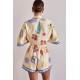Women Fashion Casual Printed Lapel Short Sleeve Blouse Loose Shorts Two-Piece Set Women Fashion Casual Printed Lapel Short Sleeve Blouse Loose Shorts Two-Piece Set