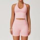 Women Fashion Solid Color Thread Seamless Halter-Neck Tank Top Tight Shorts Yoga Sports Two-Piece Set Women Fashion Solid Color Thread Seamless Halter-Neck Tank Top Tight Shorts Yoga Sports Two-Piece Set