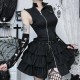 Women Gothic Solid Color Sleeveless Zip Dress Women Gothic Solid Color Sleeveless Zip Dress