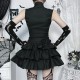 Women Gothic Solid Color Sleeveless Zip Dress Women Gothic Solid Color Sleeveless Zip Dress