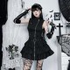 Women Gothic Solid Color Sleeveless Zip Dress Women Gothic Solid Color Sleeveless Zip Dress