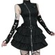 Women Gothic Solid Color Sleeveless Zip Dress Women Gothic Solid Color Sleeveless Zip Dress
