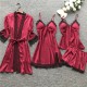 Women Sexy Solid Color Four-Piece Sling Pajamas Women Sexy Solid Color Four-Piece Sling Pajamas