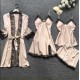 Women Sexy Solid Color Four-Piece Sling Pajamas Women Sexy Solid Color Four-Piece Sling Pajamas