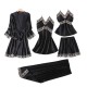 Women Summer Ice Silk Sexy Silk Sling Lace Pajamas Five-Piece Set Women Summer Ice Silk Sexy Silk Sling Lace Pajamas Five-Piece Set