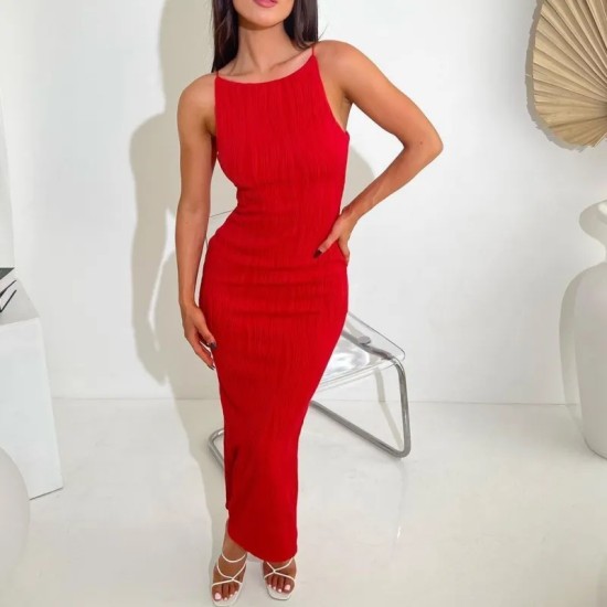 Women Fashion Sexy Solid Color Line Spaghetti Strap Tight Dress Women Fashion Sexy Solid Color Line Spaghetti Strap Tight Dress