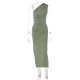 Women Fashion Sexy Solid Color Slant Shoulder Sleeveless Slim Fit Dress Women Fashion Sexy Solid Color Slant Shoulder Sleeveless Slim Fit Dress