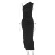 Women Fashion Sexy Solid Color Slant Shoulder Sleeveless Slim Fit Dress Women Fashion Sexy Solid Color Slant Shoulder Sleeveless Slim Fit Dress