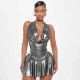 Women Nightclub Fashion Sexy Solid Color Pleated V-Neck Backless Lace-Up Dress Women Nightclub Fashion Sexy Solid Color Pleated V-Neck Backless Lace-Up Dress