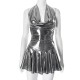 Women Nightclub Fashion Sexy Solid Color Pleated V-Neck Backless Lace-Up Dress Women Nightclub Fashion Sexy Solid Color Pleated V-Neck Backless Lace-Up Dress