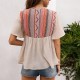 Women Vintage Boho Geometry Pattern Short Sleeve Loose Blouse Women Vintage Boho Geometry Pattern Short Sleeve Loose Blouse