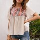 Women Vintage Boho Geometry Pattern Short Sleeve Loose Blouse Women Vintage Boho Geometry Pattern Short Sleeve Loose Blouse