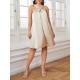 Women Fashion Plus Size Solid Color Cross Halter Neck Acetic Satin Dress Women Fashion Plus Size Solid Color Cross Halter Neck Acetic Satin Dress