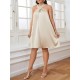 Women Fashion Plus Size Solid Color Cross Halter Neck Acetic Satin Dress Women Fashion Plus Size Solid Color Cross Halter Neck Acetic Satin Dress
