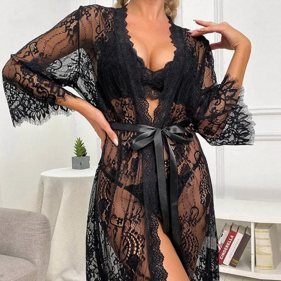 Women Fashion Sexy Mesh Lace Perspective Pajamas Women Fashion Sexy Mesh Lace Perspective Pajamas