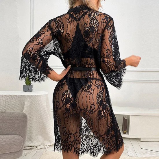 Women Fashion Sexy Mesh Lace Perspective Pajamas Women Fashion Sexy Mesh Lace Perspective Pajamas