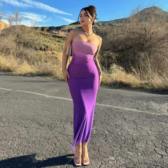Women Fashion Sexy Gradient Sleeveless Tube Top Slim Fit Dress Women Fashion Sexy Gradient Sleeveless Tube Top Slim Fit Dress