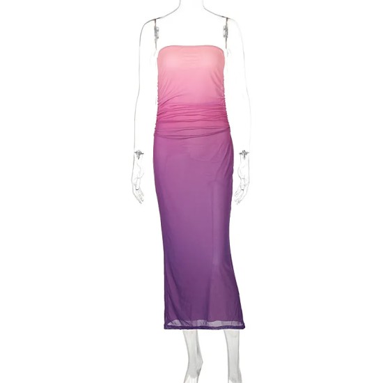 Women Fashion Sexy Gradient Sleeveless Tube Top Slim Fit Dress Women Fashion Sexy Gradient Sleeveless Tube Top Slim Fit Dress
