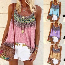Women Vintage Casual Summer Sleeveless Loose Bohemian Print Tank Top Women Vintage Casual Summer Sleeveless Loose Bohemian Print Tank Top