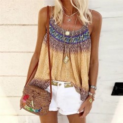 Women Vintage Casual Summer Sleeveless Loose Bohemian Print Tank Top Women Vintage Casual Summer Sleeveless Loose Bohemian Print Tank Top