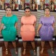 XL-5XL Women Plus Size Solid Color Sash Dresses XL-5XL Women Plus Size Solid Color Sash Dresses