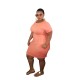 XL-5XL Women Plus Size Solid Color Sash Dresses XL-5XL Women Plus Size Solid Color Sash Dresses