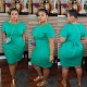XL-5XL Women Plus Size Solid Color Sash Dresses XL-5XL Women Plus Size Solid Color Sash Dresses