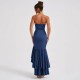 Women Fashion Sexy Irregular Tube Top Split Ruffled Dress Women Fashion Sexy Irregular Tube Top Split Ruffled Dress