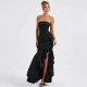 Women Fashion Sexy Irregular Tube Top Split Ruffled Dress Women Fashion Sexy Irregular Tube Top Split Ruffled Dress