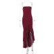 Women Fashion Sexy Irregular Tube Top Split Ruffled Dress Women Fashion Sexy Irregular Tube Top Split Ruffled Dress