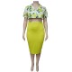 Women Fashion Casual Floral Printing Top Skirt Plus Size Set Women Fashion Casual Floral Printing Top Skirt Plus Size Set