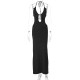 Women Fashion Sexy Solid Color Ruffled Halter-Neck Lace-Up Dress Women Fashion Sexy Solid Color Ruffled Halter-Neck Lace-Up Dress