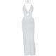 Women Fashion Sexy Solid Color Ruffled Halter-Neck Lace-Up Dress Women Fashion Sexy Solid Color Ruffled Halter-Neck Lace-Up Dress