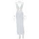 Women Fashion Sexy Solid Color Ruffled Halter-Neck Lace-Up Dress Women Fashion Sexy Solid Color Ruffled Halter-Neck Lace-Up Dress